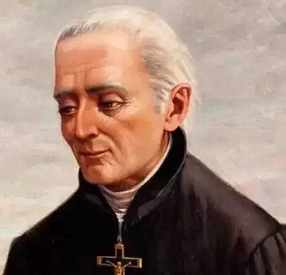 Retrato de Padre José de Anchieta em traje jesuíta, segurando um livro e um cajado